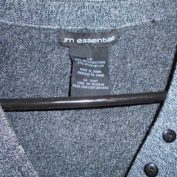 3/$20 jm essentials grey button up sweater small - Picture 3 of 6